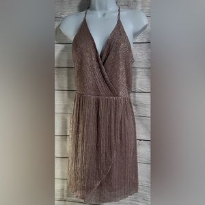 Express pink/silver metallic mini dress size small